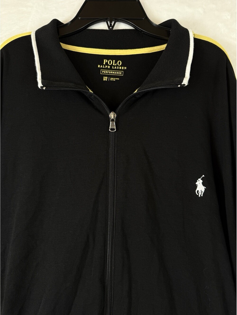 Polo Ralph Lauren 2XL Men Track Jacket Black Yellow Full Zip 2XB Performance